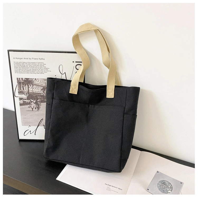 Fashion Canvas Bag Large Capacity Shoulder Portable Shopping Simple Storage Bag - Image 2