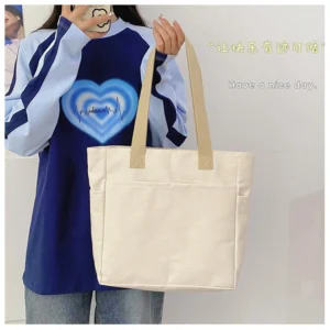 Fashion Canvas Bag Large Capacity Shoulder Portable Shopping Simple Storage Bag - Image 5