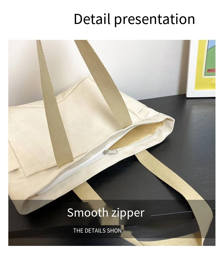 Fashion Canvas Bag Large Capacity Shoulder Portable Shopping Simple Storage Bag