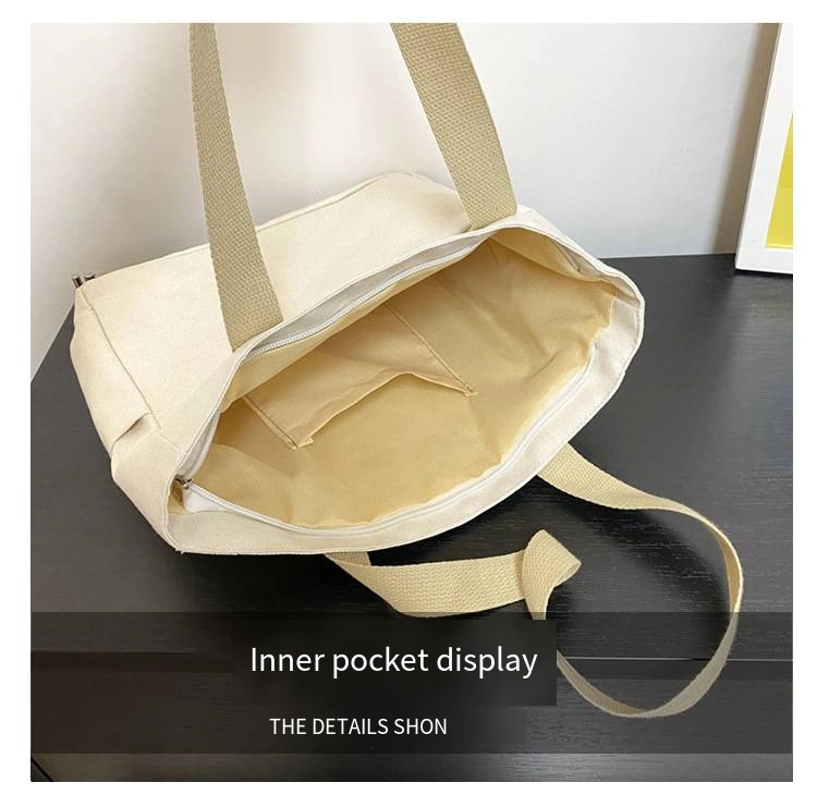 Fashion Canvas Bag Large Capacity Shoulder Portable Shopping Simple Storage Bag