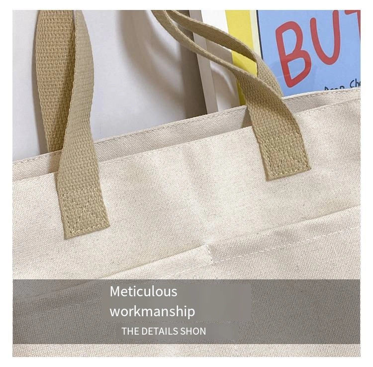 Fashion Canvas Bag Large Capacity Shoulder Portable Shopping Simple Storage Bag