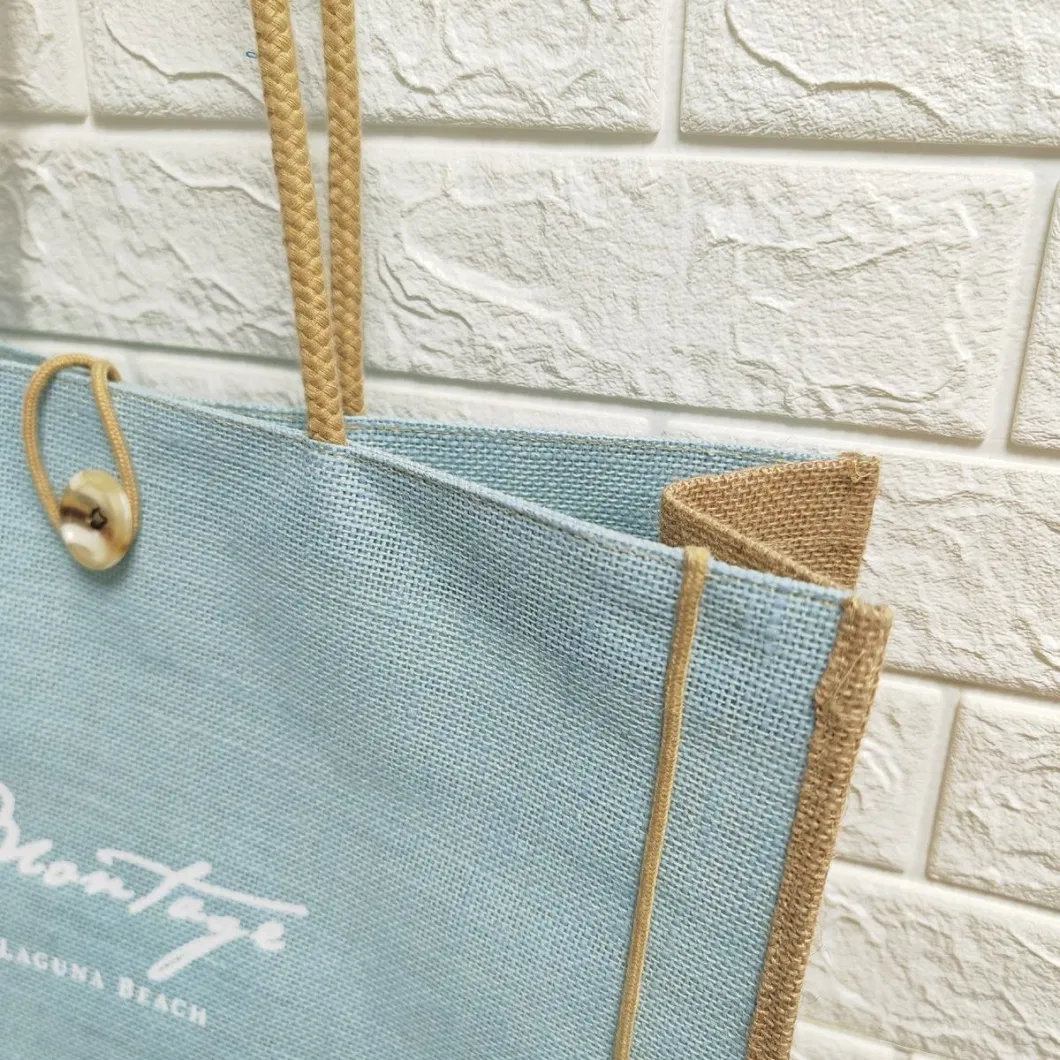 Fashion Custom Logo Printing Linen Handbag Reusable Travel Handle Gift Shopping Product Tote Jute Bag