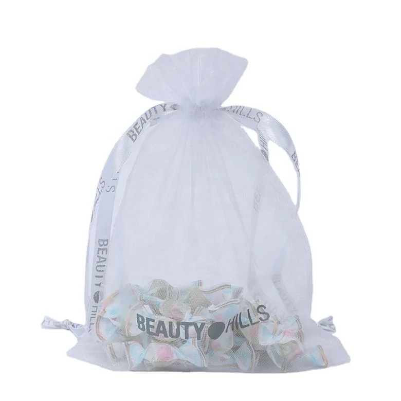 Fashion Organza Drawstring Bags Custom Logo Jewelry Bag Pouch Gift Organza Bag for Wedding Party Wholesale