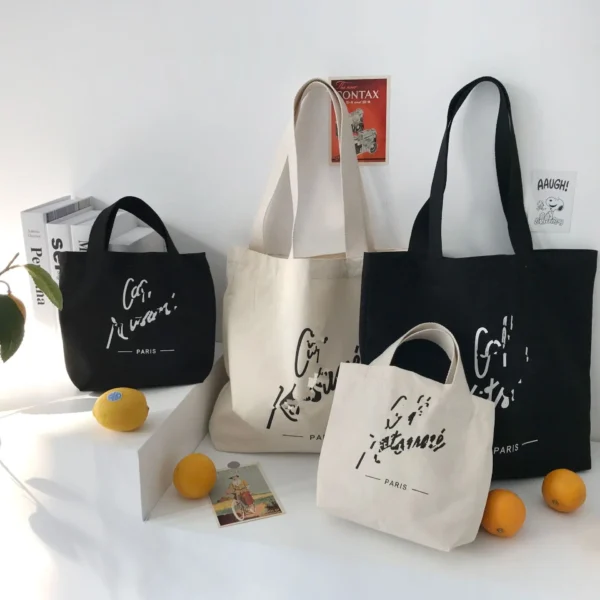 Fashion Recyclable Shopping Cotton Bag Tote Bag Cotton Custom Printed Canvas Bag - Image 2
