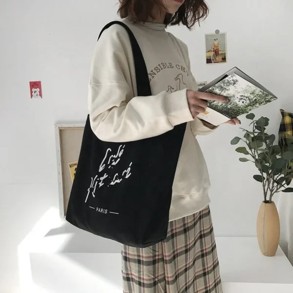 Fashion Recyclable Shopping Cotton Bag Tote Bag Cotton Custom Printed Canvas Bag - Image 4