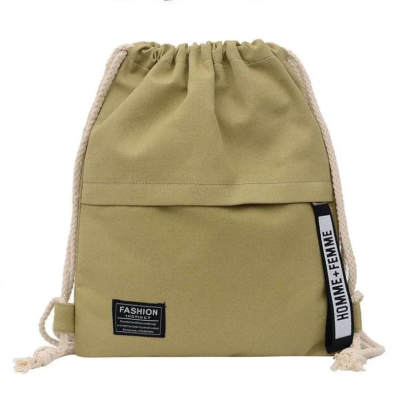 Fashion Sports Cotton Rope Handle Women′s Canvas Cotton Drawstring Bag - Image 3