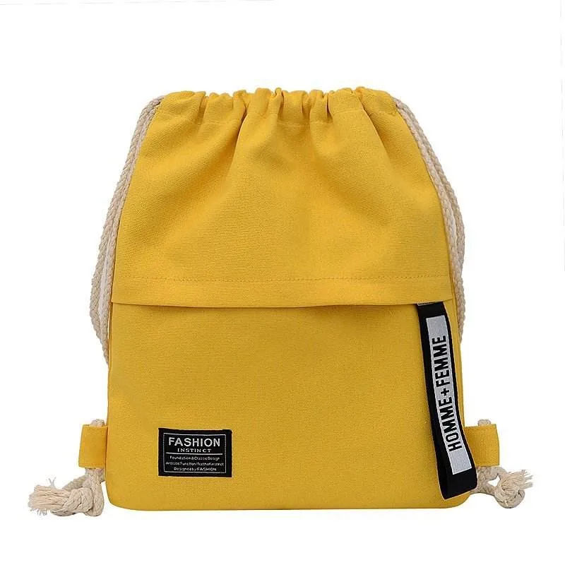 Fashion Sports Cotton Rope Handle Women′s Canvas Cotton Drawstring Bag - Image 4