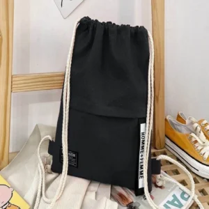 Fashion Sports Cotton Rope Handle Women′s Canvas Cotton Drawstring Bag - Image 5
