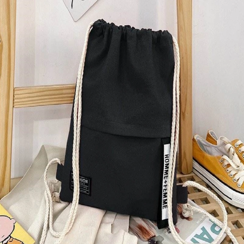 Fashion Sports Cotton Rope Handle Women′s Canvas Cotton Drawstring Bag - Image 5
