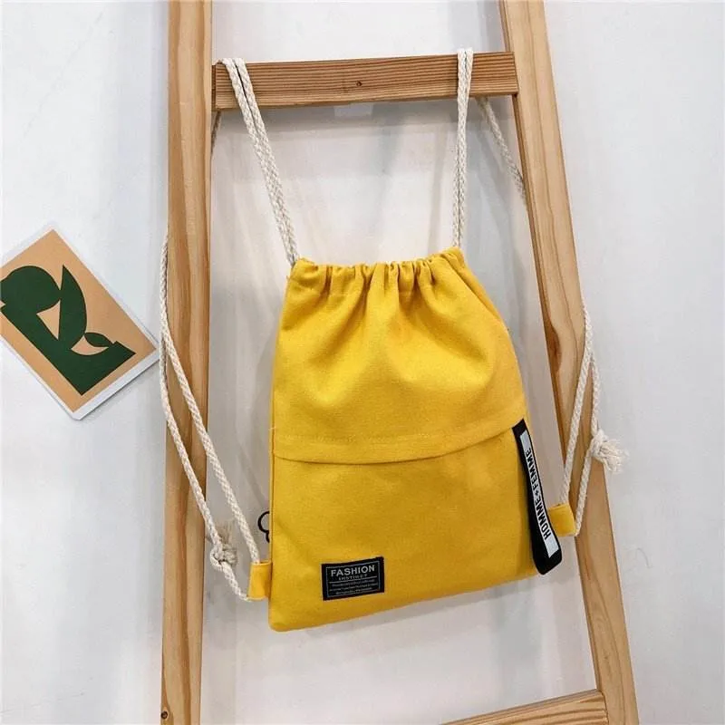 Fashion Sports Cotton Rope Handle Women′s Canvas Cotton Drawstring Bag - Image 6