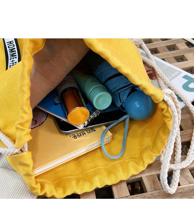 Fashion Sports Cotton Rope Handle Women′s Canvas Cotton Drawstring Bag