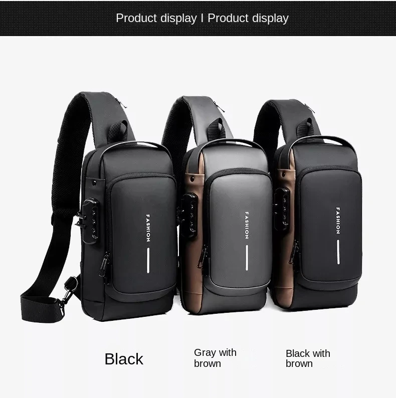 Fashion Waterproof Chest Bag USB Men Crossbody Sling Bag Men Crossbody Bag for Men