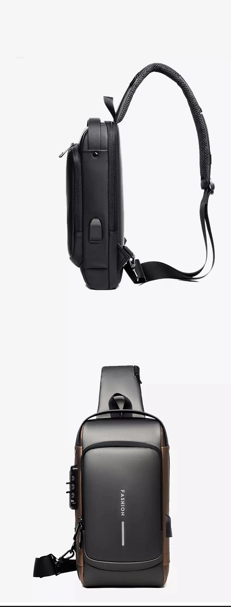 Fashion Waterproof Chest Bag USB Men Crossbody Sling Bag Men Crossbody Bag for Men