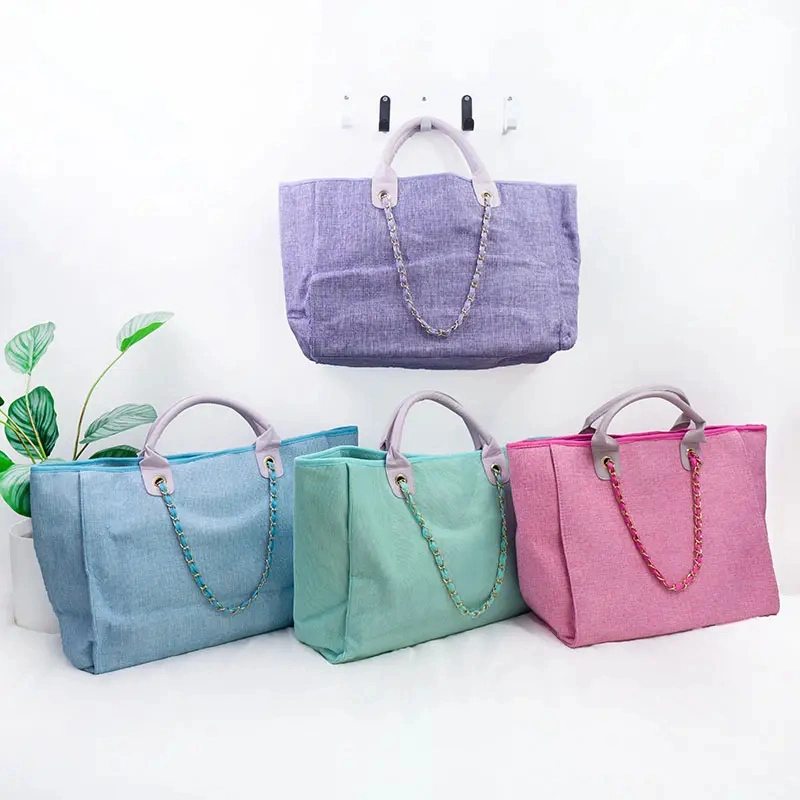 Fashion Women&prime;s Shoulder Bags Canvas The Tote Bag Colors Beach Summer Canvas Handbags