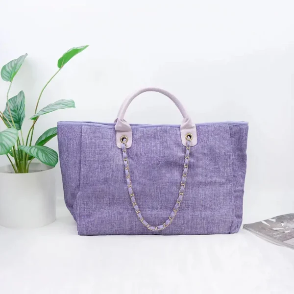 Fashion Women′s Shoulder Bags Canvas The Tote Bag Colors Beach Summer Canvas Handbags - Image 3