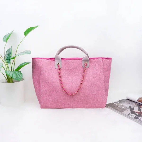 Fashion Women′s Shoulder Bags Canvas The Tote Bag Colors Beach Summer Canvas Handbags - Image 4