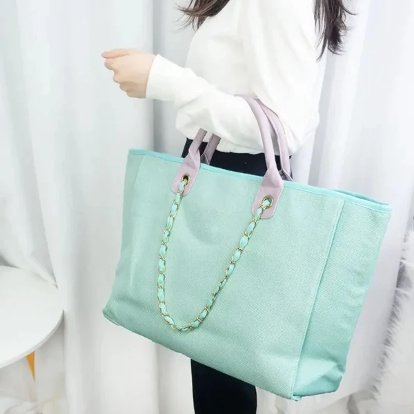 Fashion Women′s Shoulder Bags Canvas The Tote Bag Colors Beach Summer Canvas Handbags - Image 6