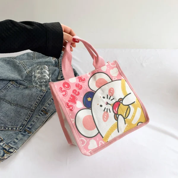 Fashionable Canvas Cartoon Cute Bento Bag Handbag Simple Fashionable Handbag - Image 3