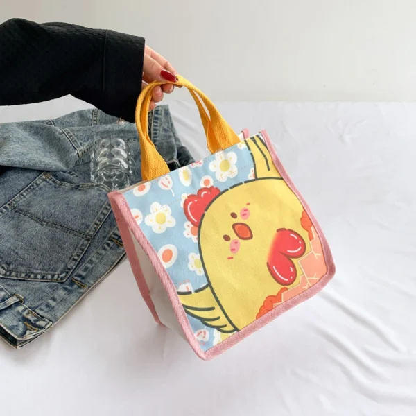 Fashionable Canvas Cartoon Cute Bento Bag Handbag Simple Fashionable Handbag - Image 4