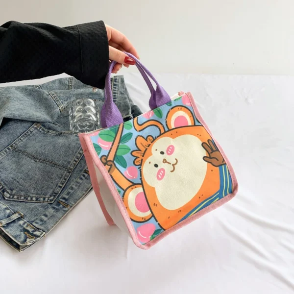 Fashionable Canvas Cartoon Cute Bento Bag Handbag Simple Fashionable Handbag - Image 5