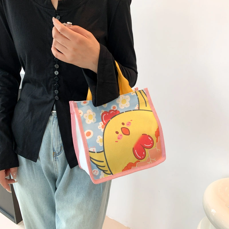 Fashionable Canvas Cartoon Cute Bento Bag Handbag Simple Fashionable Handbag