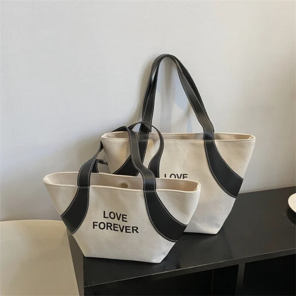 Fashionable Commuter Shoulder Bag Trendy Large Capacity Bag Canvas Letter Tote Bag