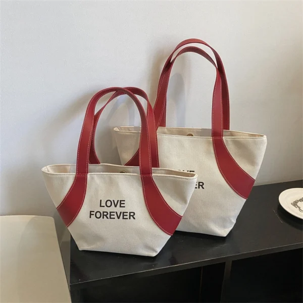 Fashionable Commuter Shoulder Bag Trendy Large Capacity Bag Canvas Letter Tote Bag - Image 2