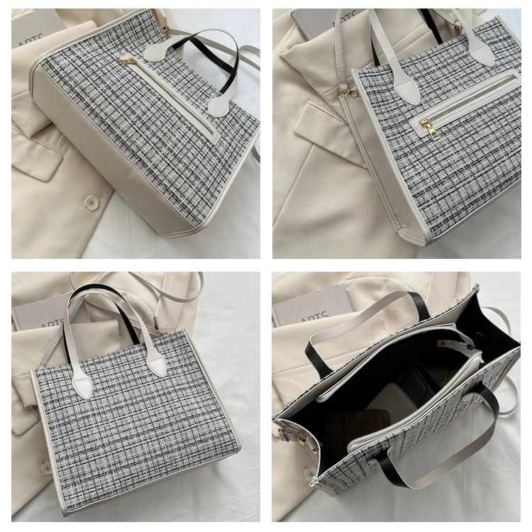 Fashionable Commuter Shoulder Bag Trendy Large Capacity Bag Canvas Letter Tote Bag