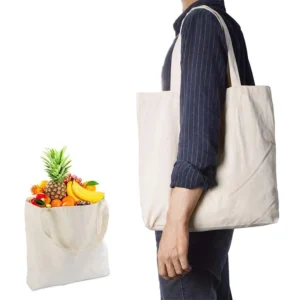 Alternative view of Foldable Cotton Canvas Fabric Reusable Shopping Cotton Bags with Rope Handle Customizable