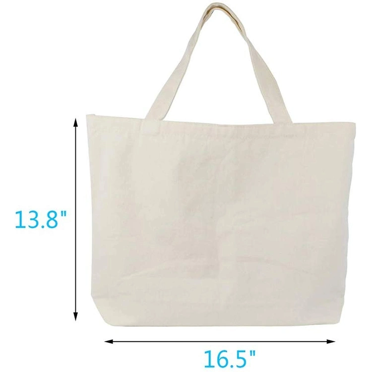 Foldable Cotton Canvas Fabric Reusable Shopping Cotton Bags with Rope Handle Customizable