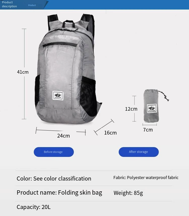 Folding Bag Outdoor Backpack Large Capacity Lightweight Travel Bag