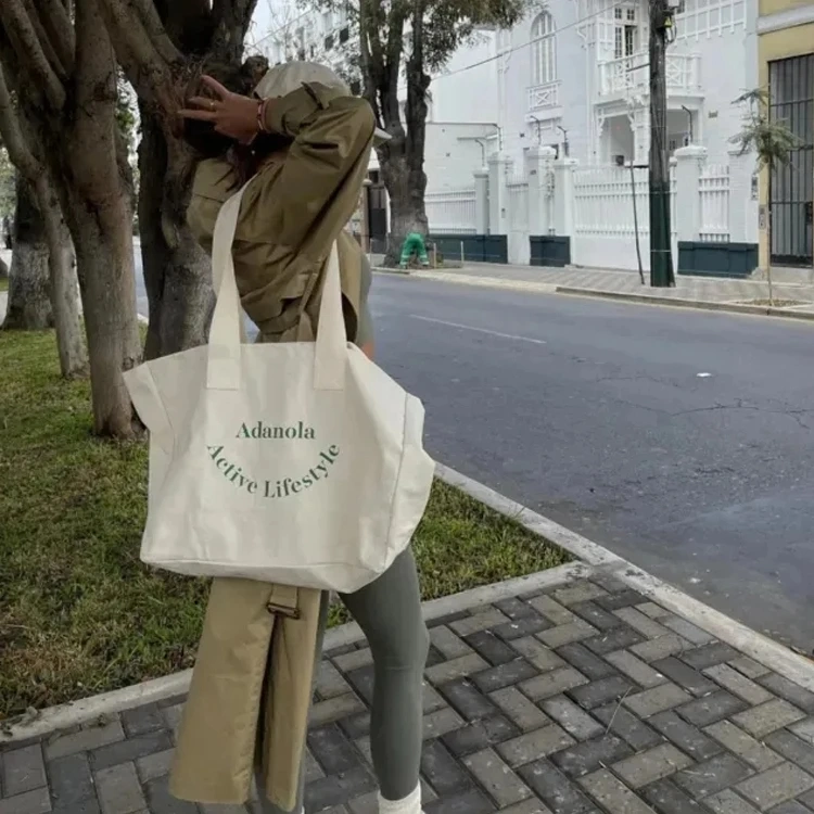 Friendly Oversize Custom Logo Organic Reusable Cotton Shopping Bag Canvas Tote Bag