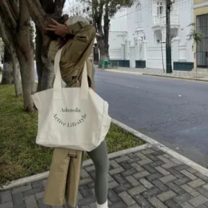 Alternative view of Friendly Oversize Custom Logo Organic Reusable Cotton Shopping Bag Canvas Tote Bag