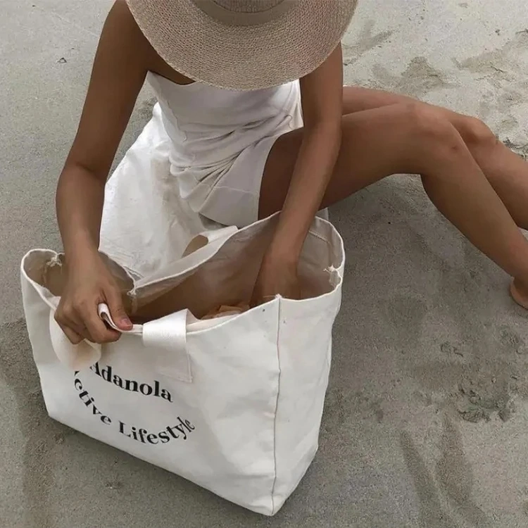 Friendly Oversize Custom Logo Organic Reusable Cotton Shopping Bag Canvas Tote Bag