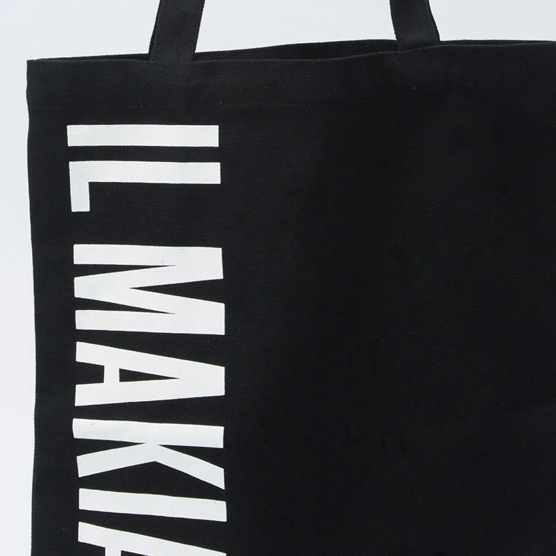 Good Price High Quality Customized Printed Black Canvas Letter Canvas Tote Bag
