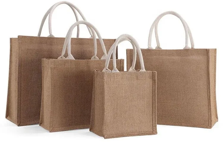 Handmade Gift Beach Bag Jute Fabric Gunny Sack Shopping Tote Bags