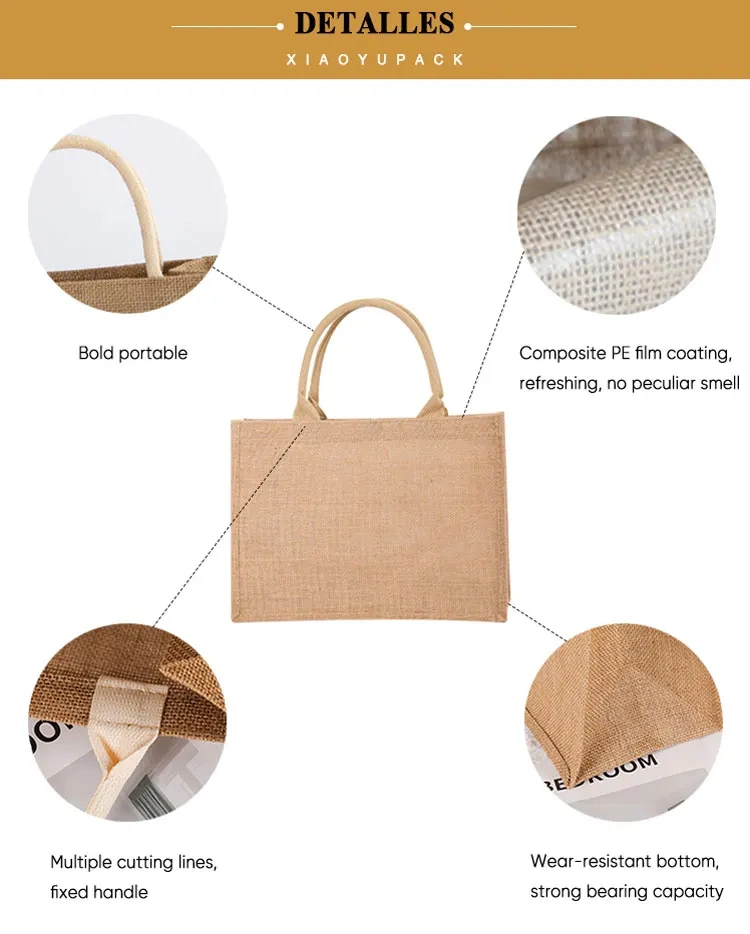 Handmade Gift Beach Bag Jute Fabric Gunny Sack Shopping Tote Bags