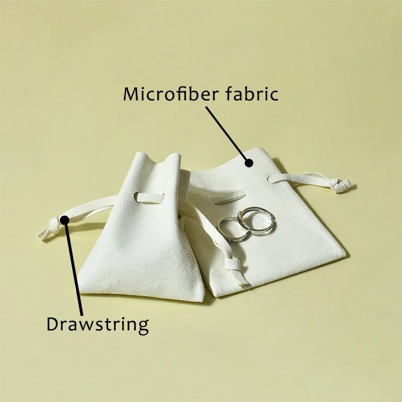 High End Custom Logo Jewellery Earring Bracelet Necklace Pouch Packaging Bag Drawstring Microfiber Jewelry Pouches