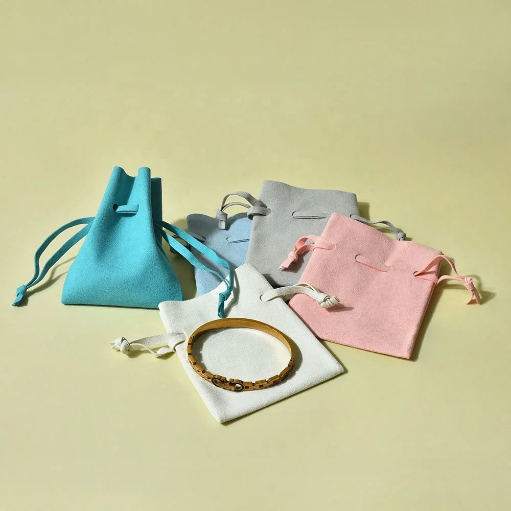 High End Custom Logo Jewellery Earring Bracelet Necklace Pouch Packaging Bag Drawstring Microfiber Jewelry Pouches