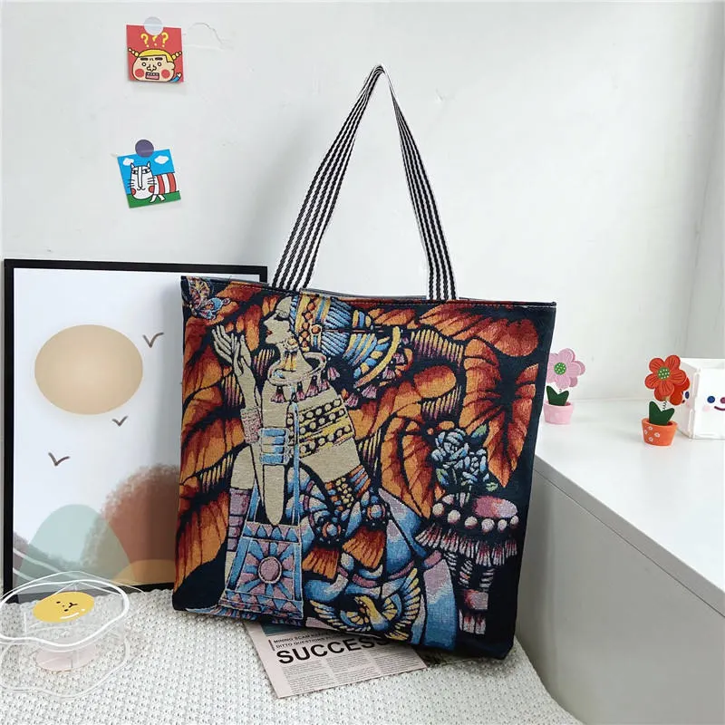 High Quality Custom Vintage Large Capacity Fashion Women&prime;s Shopping Shoulder Canvas Tote Bag with Zipper