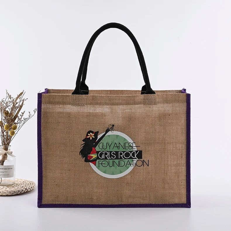 High Quality Waterproof Jute Gunny Shopping Tote Beach Bag for Gifts