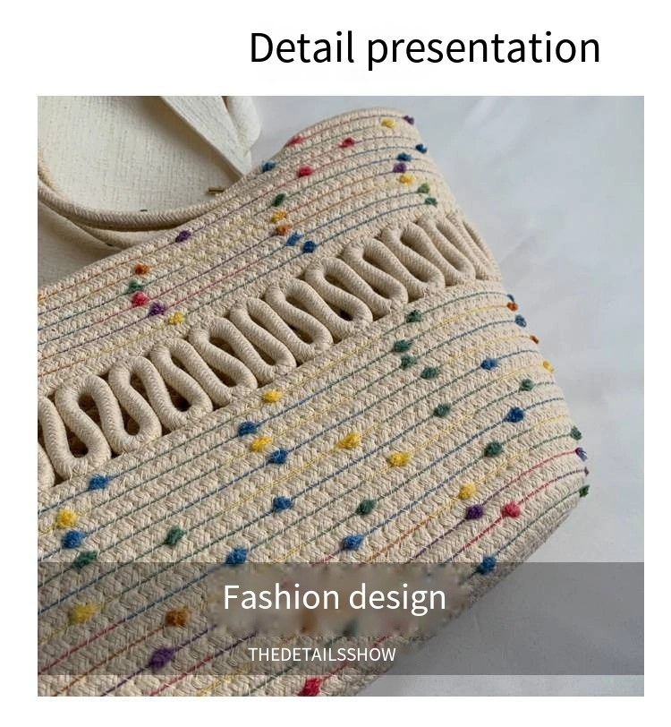 Hollow Woven Cotton Bag Large Capacity Seaside Holiday Beach Tote Bag