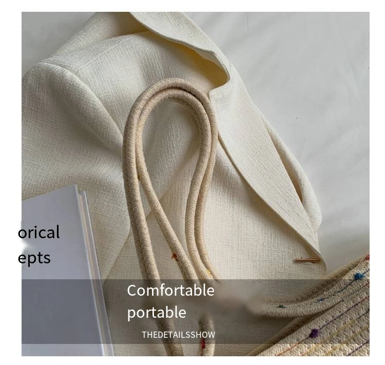 Hollow Woven Cotton Bag Large Capacity Seaside Holiday Beach Tote Bag