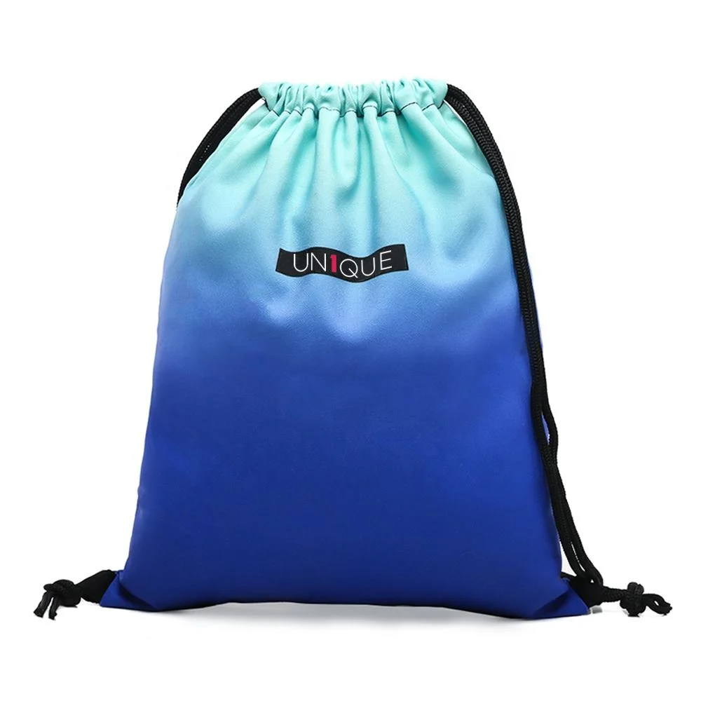 Hot Sale 3D Digital Macaron Colours Print Sport Sac Drawstring Gradient Gym Training Cord Bag Outdoor Running Sack Backpack