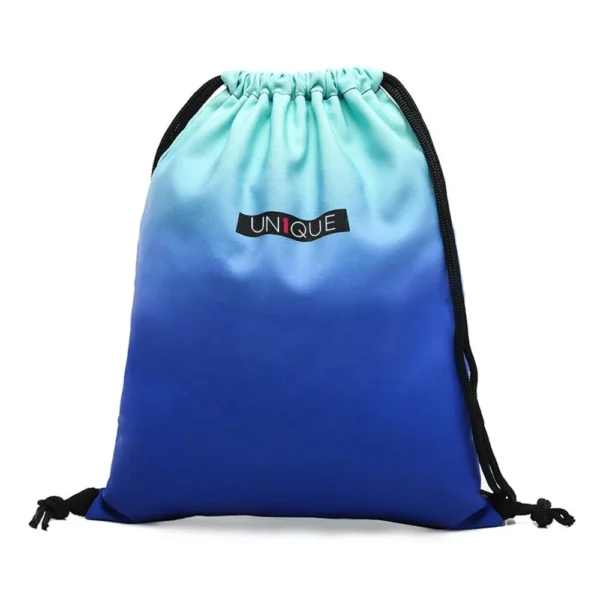 Hot Sale 3D Digital Macaron Colours Print Sport Sac Drawstring Gradient Gym Training Cord Bag Outdoor Running Sack Backpack - Image 2