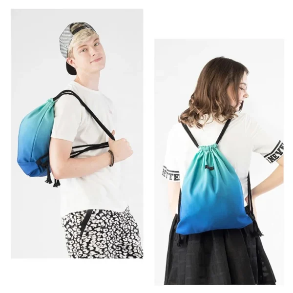 Hot Sale 3D Digital Macaron Colours Print Sport Sac Drawstring Gradient Gym Training Cord Bag Outdoor Running Sack Backpack - Image 6