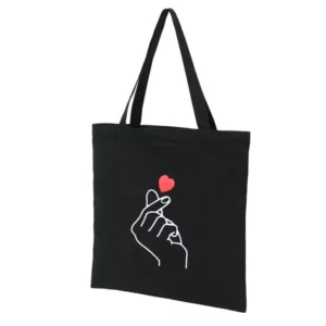 Alternative view of Hot Sale Black Organic New Design Customized Shopping Printable Canvas Tote Bags with Handles