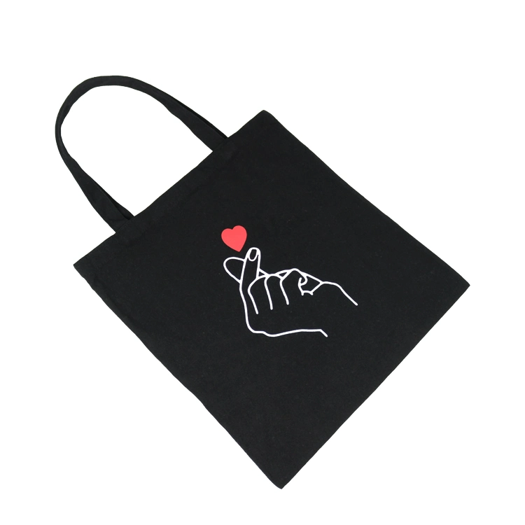 Hot Sale Black Organic New Design Customized Shopping Printable Canvas Tote Bags with Handles