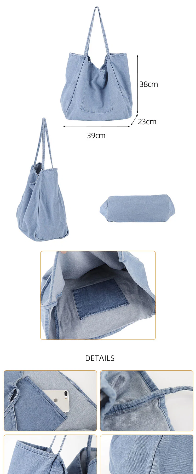 Hot Sale Blue Promotional Canvas Tote Bags Organizer Cotton Gift Shopping Bag with Logo