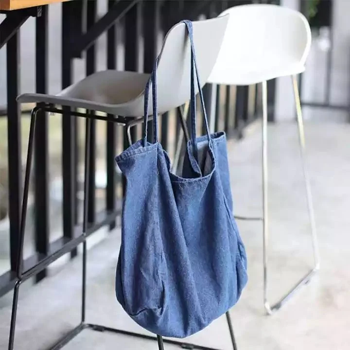 Hot Sale Blue Promotional Canvas Tote Bags Organizer Cotton Gift Shopping Bag with Logo